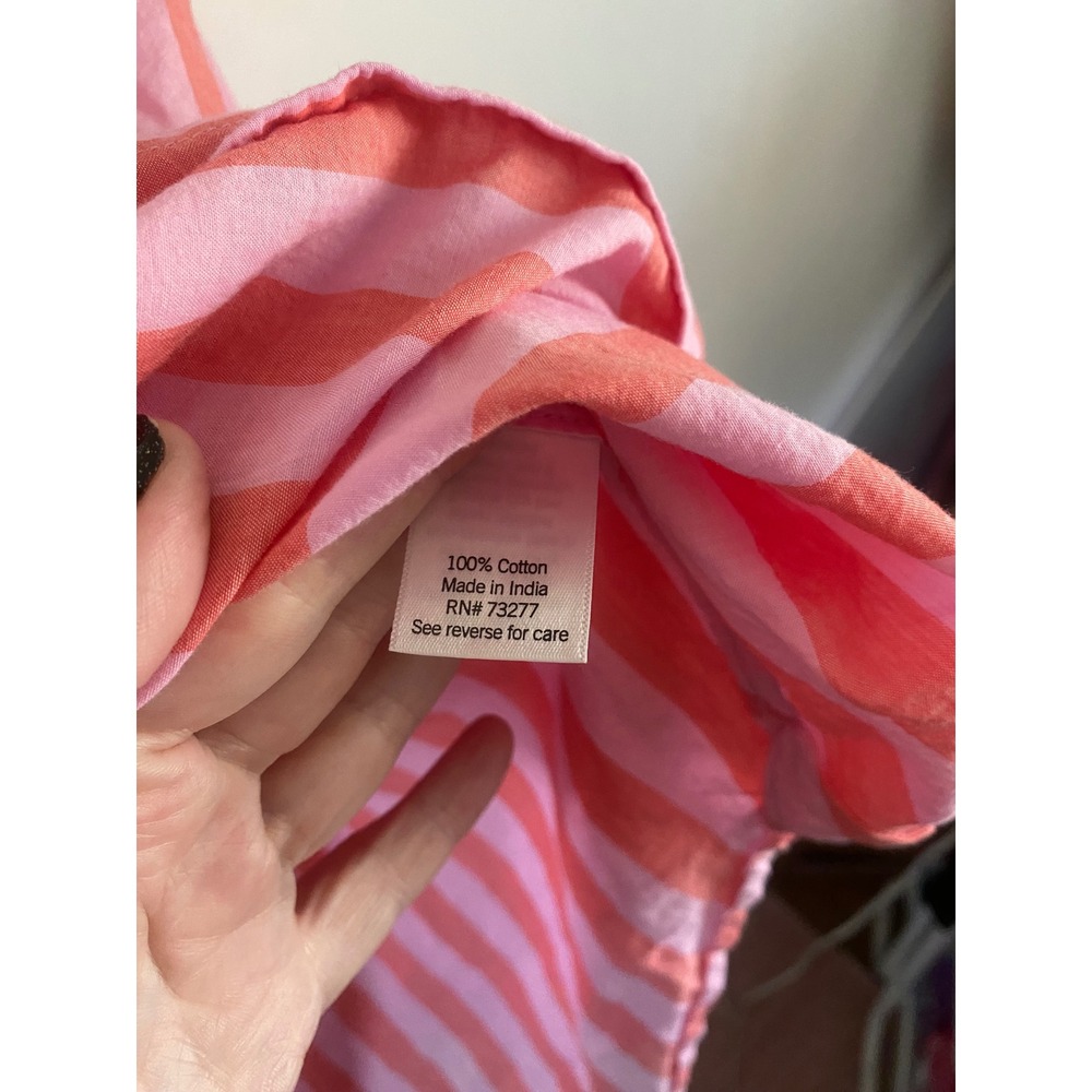 Sonoma Goods For Life Womens Large Pink Orange Striped Cotton Button Down Shirt - Picture 4 of 5